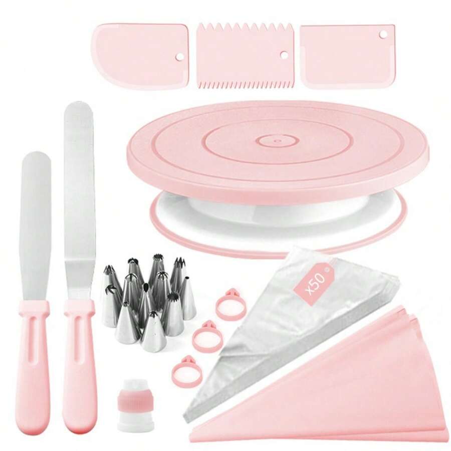 Kitchen Gadgets Green - 74개 핑크 & 그린 케이크 턴테이블,
