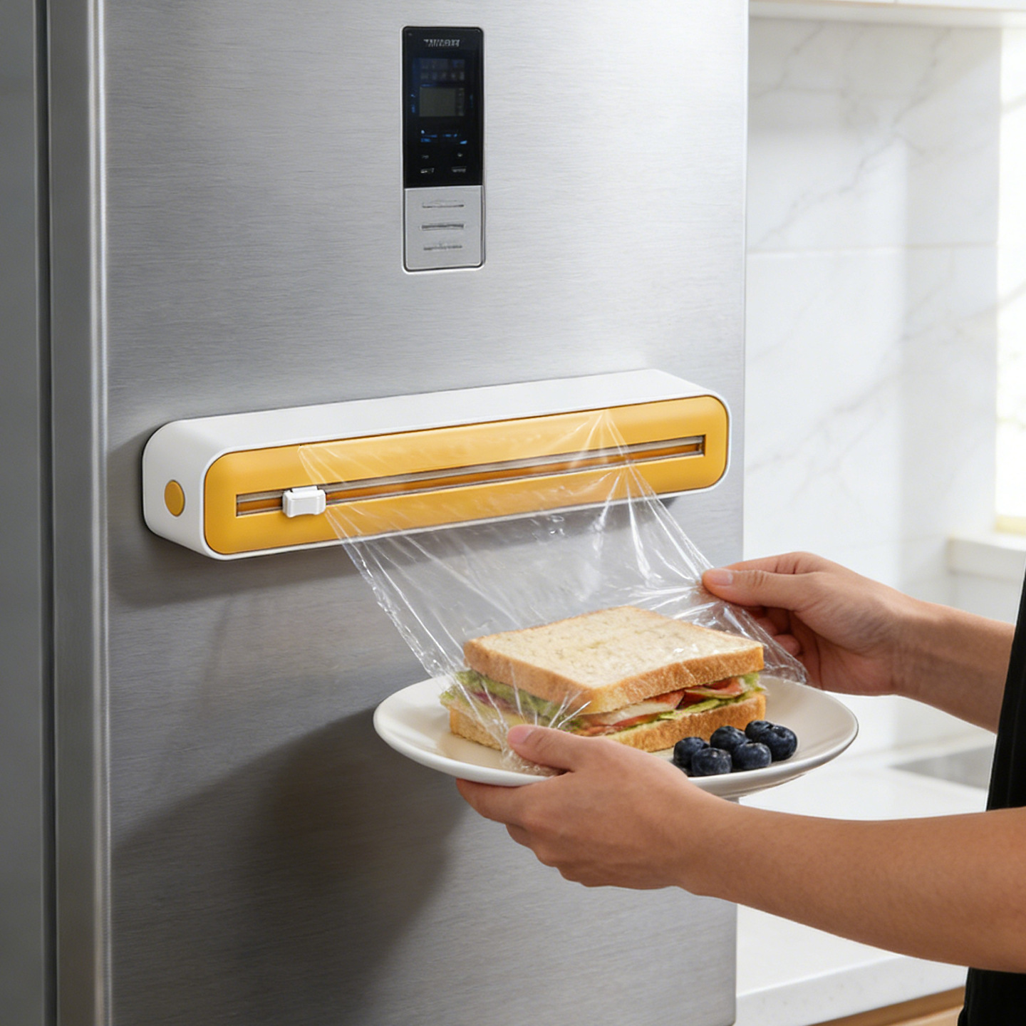 벽걸이형 자석식 플라스틱 랩 디스펜서 (커터 슬라이드  - Kitchen Gadgets You Must Have 리뷰 및 가격