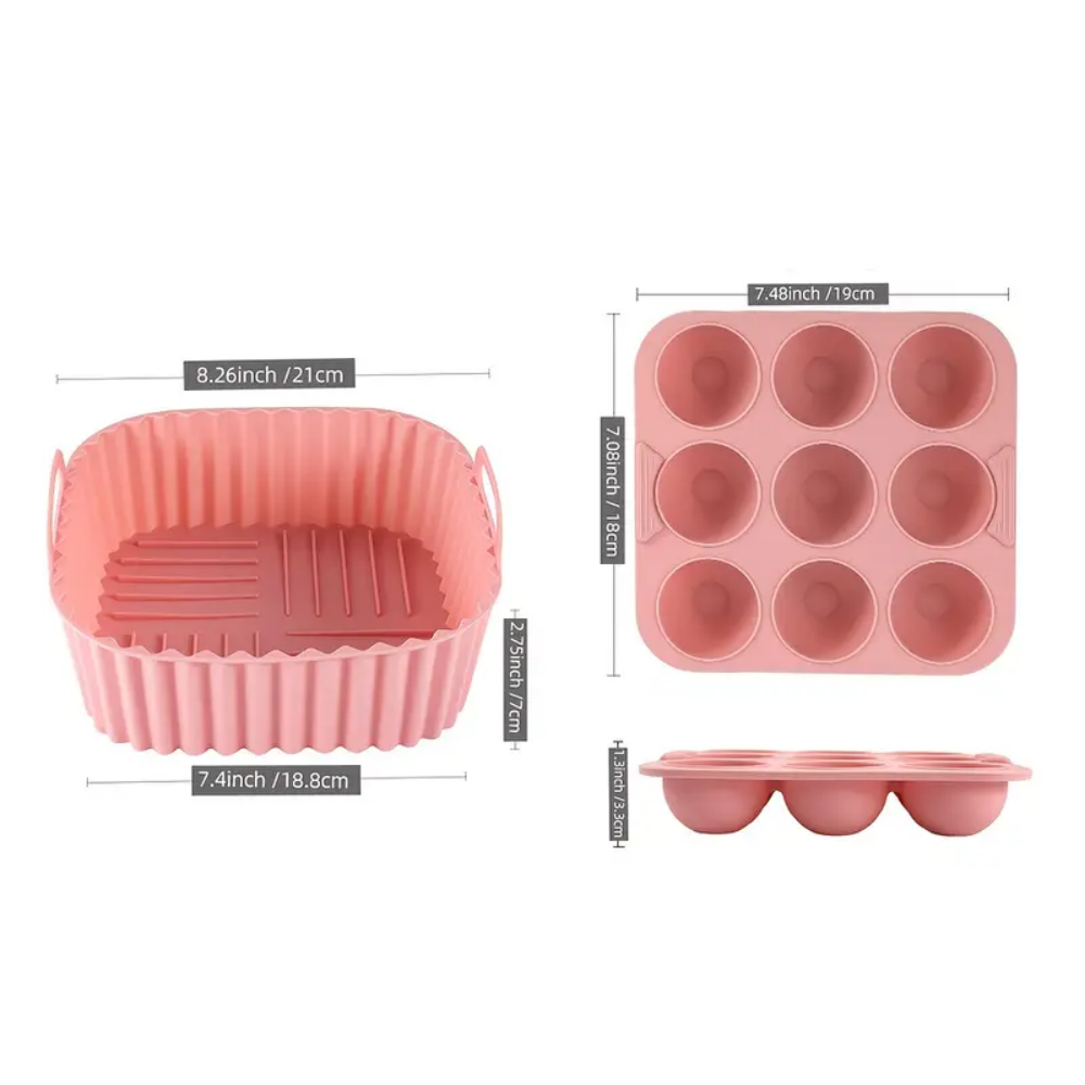 2피스 사각형 실리콘 에어프라이어 내부 라이너, 재사용 - Air Fryer Accessories 리뷰 및 가격