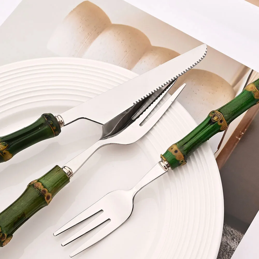 4Pcs 천연 대나무 손잡이 식기 세트 녹색 손잡이 스 - Kitchen Gadgets Green 리뷰 및 가격