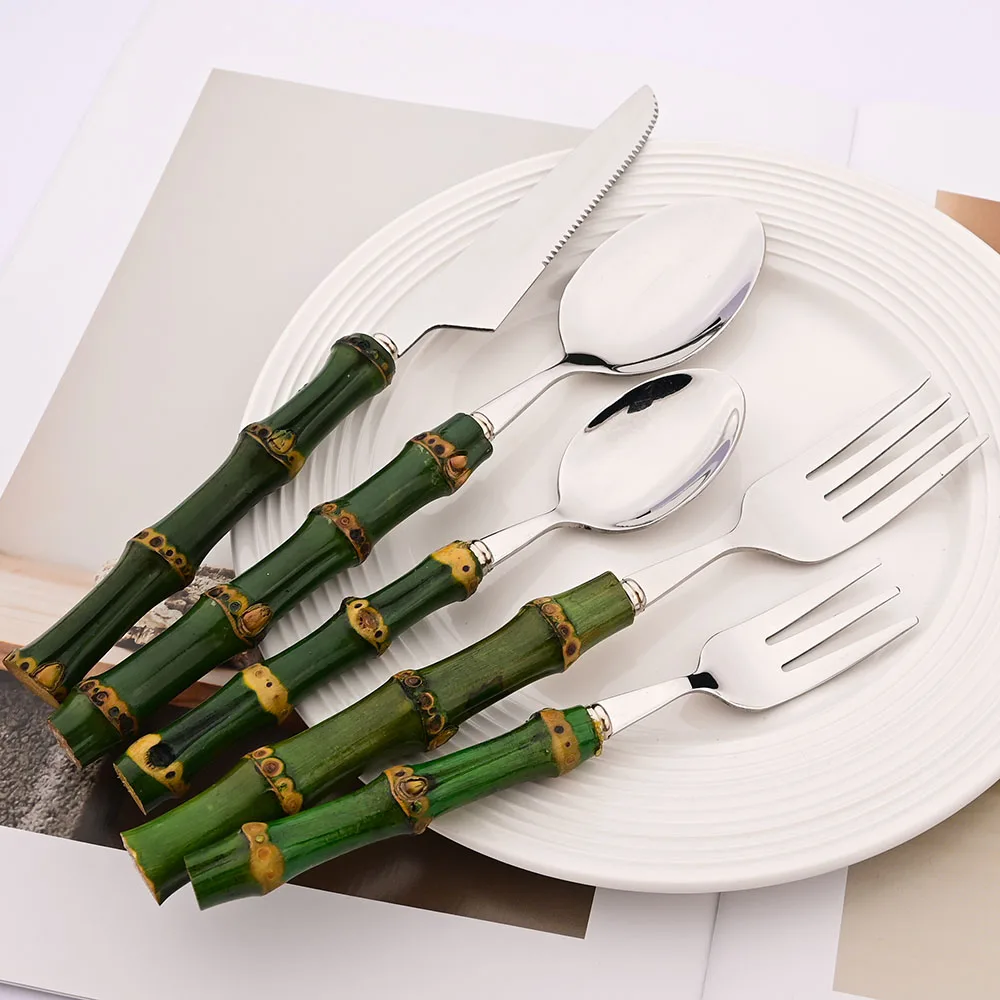 4Pcs 천연 대나무 손잡이 식기 세트 녹색 손잡이 스 - Kitchen Gadgets Green 리뷰 및 가격
