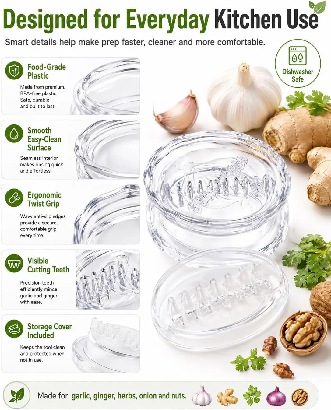 2개입 투명 수동 마늘 다지기 및 생강 분쇄기, 크러셔 - Manual Garlic Press 리뷰 및 가격