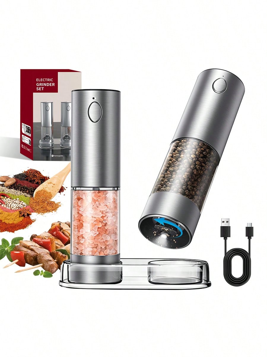 2피스 전기 소금 후추 분쇄기 세트, USB 충전, L - Kitchen Gadgets Ideas 리뷰 및 가격