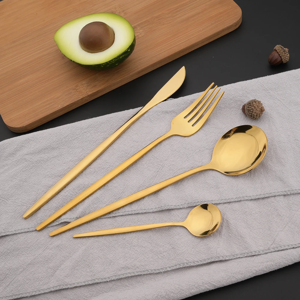 16Pcs 그린 골드 식기류 스테인레스 스틸 칼 붙이  - Kitchen Gadgets Green 리뷰 및 가격